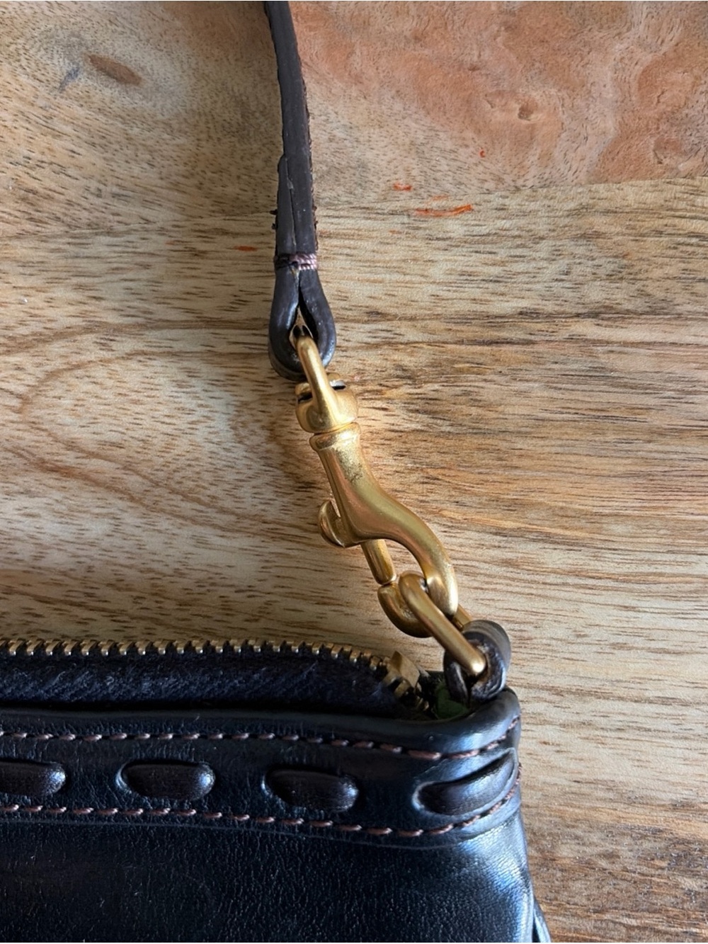 Dooney & Bourke Black Leather Wristlet with Gold Hardware - Picture 3 of 12